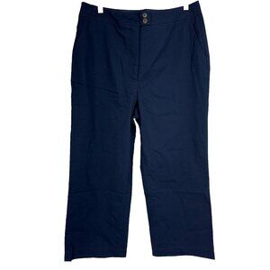 Boden Women 10 Wide Leg Pants Cropped Solid Navy Blue High Rise Cotton Twill NEW